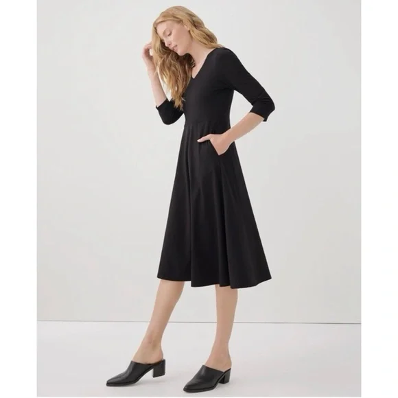 Pact | Dresses | Nwt Pact Organic Cotton Midi 34 Sleeve Fit Flare Party Dress Black Sz Large | Poshmark Pact | Dresses | Nwt Pact Organic Cotton Midi 34 Sleeve Fit Flare Party Dress Black Sz Large | Poshmark